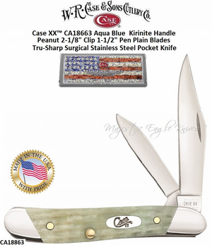 W.R. Case & Sons Cutlery CA18663 Case XX� Corn Cob Jigged Mint Green Bone Peanut 2 1/8" Clip 1 1/2" Pen Tru-Sharp Surgical Stainless Steel Pocket Knife