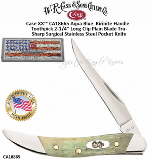 W.R. Case & Sons Cutlery CA18665 Case XX� Corn Cob Jigged Mint Green Bone Toothpick 2-1/4" Long Clip Tru-Sharp Surgical Stainless Steel Pocket Knife