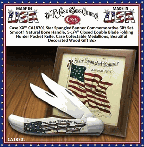 W.R. Case & Sons Cutlery CA18701 Star Spangled Natural Bone Folding Hunter Knife