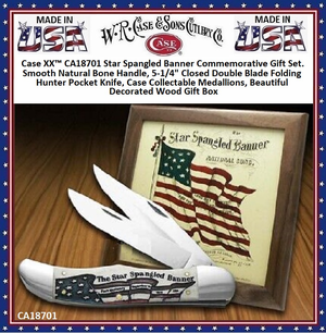 W.R. Case & Sons Cutlery CA18701 Star Spangled Natural Bone Folding Hunter Knife