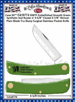 W.R. Case & Sons Cutlery CA18774 Case XX� NWTF Embellished Smooth Green Synthetic Sod Buster Jr 3-5/8" Closed 2-7/8" Skinner Plain Blade Tru-Sharp Surgical Stainless Pocket Knife