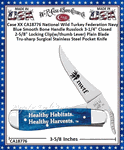 W.R. Case & Sons Cutlery CA18776 Case XX� National Wild Turkey Federation Navy Blue Smooth Bone Handle Russlock 3-1/4" Closed 2-5/8" Locking Clip(w/thumb Lever) Plain Blade Tru-sharp Surgical Stainless Steel Pocket Knife