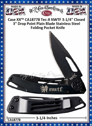 W.R. Case & Sons Cutlery CA18778 Case XX™ Tec-X NWTF 3-1/4" Closed 3" Drop Point Plain Blade Stainless Steel Folding Pocket Knife W.R. Case & Sons Cutlery CA18778 Case XX™ Tec-X NWTF 3-1/4" Closed 3" Drop Point Plain Blade Stainless Steel Folding Pocket Knife
