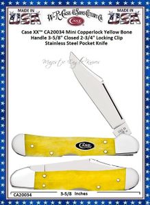 W.R. Case & Sons Cutlery CA20034 Case XX� Mini Copperlock Yellow Bone Handle 3-5/8" Closed 2-3/4" Case XX� Locking Clip Stainless Steel Pocket Knife