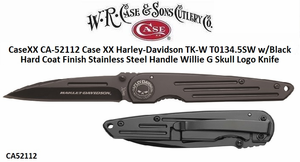 W.R. Case & Sons Cutlery CA-52112 Case XX Harley-Davidson TK-W T0134.5SW w/Black Hard Coat Finish Black Stainless Steel Handle Willie G Skull Logo Knife