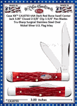 W.R. Case & Sons Cutlery CA10733 CaseXX  2022 SHOT Show 3" Closed Tru-Sharp Surgical Stainless Steel Clip/Pen Blades Jigged Dark Red Bone Handle Small Swell Center Jack Pocket Knife 