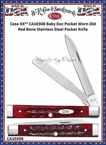 W.R. Case & Sons Cutlery CA10308 Case XX� Baby Doc Pocket Worn Old Red Bone Stainless Steel Pocket Knife  