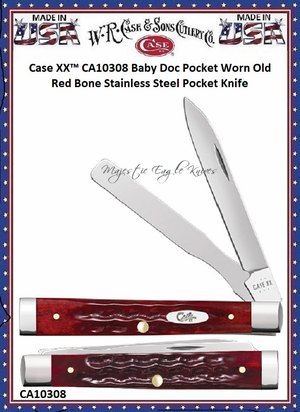 W.R. Case & Sons Cutlery CA10308 Case XX™ Baby Doc Pocket Worn Old Red Bone Stainless Steel Pocket Knife W.R. Case & Sons Cutlery CA10308 Case XX™ Baby Doc Pocket Worn Old Red Bone Stainless Steel Pocket Knife