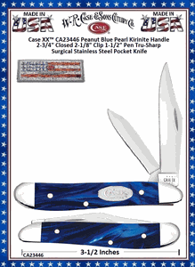 W.R. Case & Sons Cutlery CA23446 Case XX� Peanut Blue Pearl Kirinite Handle 2-3/4" Closed 2-1/8" Clip 1-1/2" Pen Tru-Sharp Surgical Stainless Steel Pocket Knife