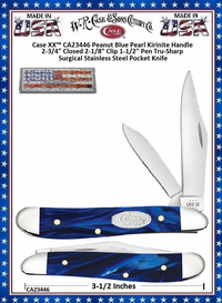 W.R. Case & Sons Cutlery CA23446 Case XX� Peanut Blue Pearl Kirinite Handle 2-3/4" Closed 2-1/8" Clip 1-1/2" Pen Tru-Sharp Surgical Stainless Steel Pocket Knife