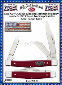 W.R. Case & Sons Cutlery CA30465 Case XX� Medium Stockman Smooth Mulberry Pewter Handle 3-1/4" Closed Tru-Sharp Stainless Steel Pocket Knife