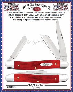 W.R. Case & Sons Cutlery CA11321 Case XX� Smooth Old Red Bone Handle Stockman Pocket Knife