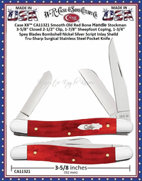 W.R. Case & Sons Cutlery CA11321 Case XX� Smooth Old Red Bone Handle Stockman Pocket Knife