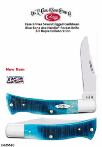 Case Knives Sawcut Jigged Caribbean Blue Bone Axe Handle® Case Knives Sawcut Jigged Caribbean Blue Bone Axe Handle®