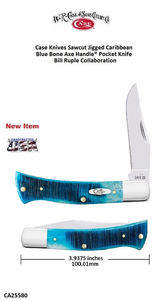 Case Knives Sawcut Jigged Caribbean Blue Bone Axe Handle�