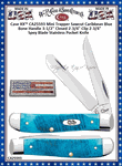 W.R. Case & Sons Cutlery CA25593 Case Caribbean Blue Sawcut Jig Bone Handle 3-1/2" Closed Clip & Spey Blades Mini Trapper Pocket Knife
