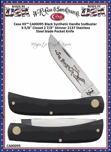 W.R. Case & Son's Cutlery CA00095 Case XX� Sodbuster Jr. Black Synthetic 3-5/8" Closed Handle Pocket Knife 