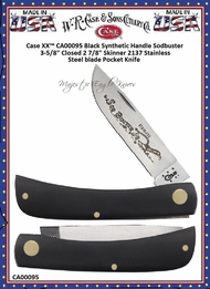 W.R. Case & Son's Cutlery CA00095 Case XX� Sodbuster Jr. Black Synthetic 3-5/8" Closed Handle Pocket Knife 