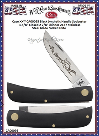 W.R. Case & Son's Cutlery CA00095 Case XX� Sodbuster Jr. Black Synthetic 3-5/8" Closed Handle Pocket Knife 