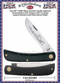 W.R. Case & Son's Cutlery CA00095 Case XX� Sodbuster Jr. Black Synthetic 3-5/8" Closed Handle Pocket Knife 