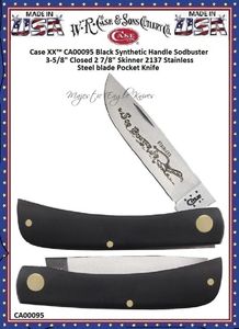 W.R. Case & Son's Cutlery CA00095 Case XX Sodbuster Jr. Black Synthetic 3-5/8" Closed Handle Pocket Knife 
