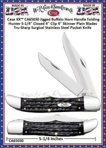 W.R. Case & Sons Cutlery CA65030 Case XX Folding Hunter Jigged Buffalo Horn Handle Stainless Steel Pocket Knife 