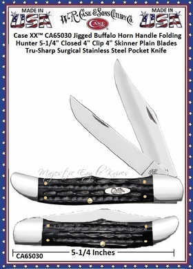 W.R. Case & Sons Cutlery CA65030 Case XX� Folding Hunter Jigged Buffalo Horn Handle Stainless Steel Pocket Knife 