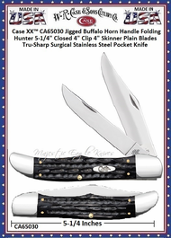 W.R. Case & Sons Cutlery CA65030 Case XX� Folding Hunter Jigged Buffalo Horn Handle Stainless Steel Pocket Knife 