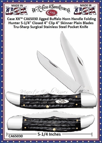 W.R. Case & Sons Cutlery CA65030 Case XX� Folding Hunter Jigged Buffalo Horn Handle Stainless Steel Pocket Knife 
