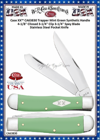 W.R. Case & Sons Cutlery CA63830 Case XX� Trapper Mint Green Synthetic Handle 4-1/8" Closed 3-1/4" Clip 3-1/4" Spey Blade Stainless Steel Pocket Knife