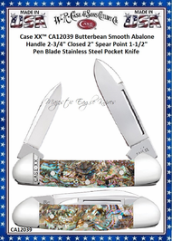 W.R. Case & Sons Cutlery CA12039 Case XX™ Butterbean Smooth Abalone Handle 2-3/4" Closed 2" Spear Point 1-1/2" Pen Blade Stainless Pocket Knife W.R. Case & Sons Cutlery CA12039 Case XX™ Butterbean Smooth Abalone Handle 2-3/4" Closed 2" Spear Point 1-1/2" Pen Blade Stainless Pocket Knife