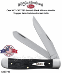 W.R. Case & Sons Cutlery CA27730 Case XX� Smooth Black Micarta Handle Trapper Satin Stainless Pocket Knife      