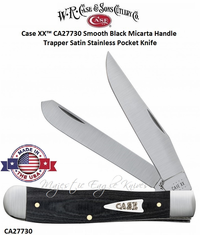 W.R. Case & Sons Cutlery CA27730 Case XX� Smooth Black Micarta Handle Trapper Satin Stainless Pocket Knife      