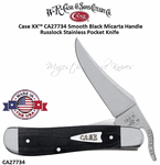W.R. Case & Sons Cutlery CA27734 Case XX� Russlock Smooth Black Micarta Handle 4-1/4" Closed 2-3/4" Locking Clip(w/thumb Lever) Blade Tru-Sharp Surgical Stainless Steel Pocket Knife 