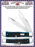 W.R. Case & Sons Cutlery CA51850 Case XX� Peach Seed Mediterranean Blue Bone Handle 4-1/8" Closed Trapper  Tru-Sharp Stainless Pocket Knife