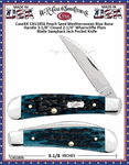 W.R. Case & Sons Cutlery CA51856 Case XX� Pocket Worn Peach Seed Mediterranean Blue Bone Handle Swayback Jack 3-1/8" Closed 2-1/4" Wharncliffe Plain Blades Tru-Sharp Surgical Stainless Steel Pocket Knife