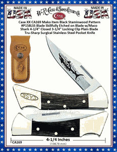 W.R. Case & Sons Cutlery CA169 Case XX� Black Stamina Wood Handle Mako Lockback Pocket Knife