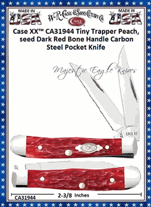 W.R. Case & Sons Cutlery CA31944 Case XX� Tiny Trapper Peachseed Dark Red Bone Handle Carbon Steel Pocket Knife 