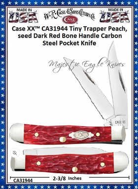 W.R. Case & Sons Cutlery CA31944 Case XX™ Tiny Trapper Peachseed Dark Red Bone Handle Carbon Steel Pocket Knife W.R. Case & Sons Cutlery CA31944 Case XX™ Tiny Trapper Peachseed Dark Red Bone Handle Carbon Steel Pocket Knife