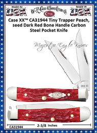W.R. Case & Sons Cutlery CA31944 Case XX� Tiny Trapper Peachseed Dark Red Bone Handle Carbon Steel Pocket Knife 