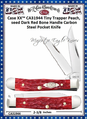 W.R. Case & Sons Cutlery CA31944 Case XX™ Tiny Trapper Peachseed Dark Red Bone Handle Carbon Steel Pocket Knife W.R. Case & Sons Cutlery CA31944 Case XX™ Tiny Trapper Peachseed Dark Red Bone Handle Carbon Steel Pocket Knife
