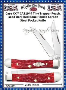 W.R. Case & Sons Cutlery CA31944 Case XX™ Tiny Trapper Peachseed Dark Red Bone Handle Carbon Steel Pocket Knife W.R. Case & Sons Cutlery CA31944 Case XX™ Tiny Trapper Peachseed Dark Red Bone Handle Carbon Steel Pocket Knife