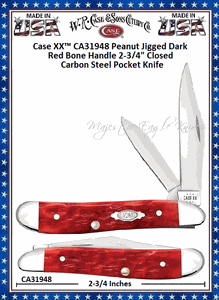 W.R. Case & Sons Cutlery CA31948 Case XX� Peanut Jigged Dark Red Bone Handle 2-3/4" Closed Carbon Steel Pocket Knife