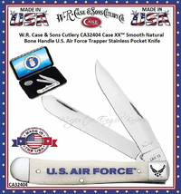 W.R. Case & Sons Cutlery CA32404 Case XX™ Smooth Natural Bone Handle U.S. Air Force Trapper Stainless Pocket Knife W.R. Case & Sons Cutlery CA32404 Case XX™ Smooth Natural Bone Handle U.S. Air Force Trapper Stainless Pocket Knife