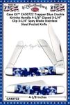 W.R. Case & Sons Cutlery CA50722 Case XX Medium Stockman Blue Crackle Kirinite Handle 3-7/8" Closed 2-7/8" Clip 2-1/4" Sheepsfoot Coping 2" Spey Plain Blade Tru-Sharp Stainless Steel Pocket Knife