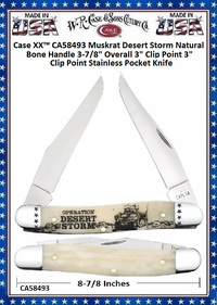 W.R. Case & Sons Cutlery CA58493 Case XX™ Muskrat Desert Storm Natural Bone Handle 3-7/8" Overll 3" Clip Point 3" Clip Point Stainless Pocket Knife W.R. Case & Sons Cutlery CA58493 Case XX™ Muskrat Desert Storm Natural Bone Handle 3-7/8" Overll 3" Clip Point 3" Clip Point Stainless Pocket Knife