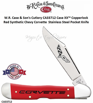 W.R. Case & Sons Cutlery CA33712 Case XX� Copperlock Red Synthetic Chevy Corvette  Stainless Steel Pocket Knife 