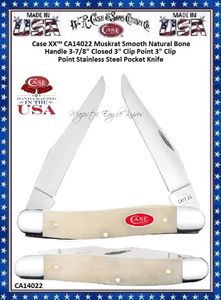 W.R. Case & Sons Cutlery CA14022 Case XX� Muskrat Smooth Natural Bone Handle 3-7/8" Closed 3" Clip Point 3" Clip Point Stainless Steel Pocket Knife