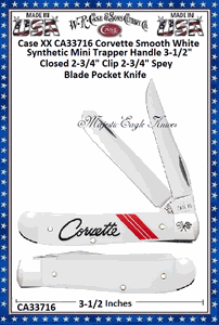 W.R. Case & Sons Cutlery CA33716 Case XX Corvette Smooth White Synthetic Mini Trapper Handle 3-1/2" Closed 2-3/4" Clip 2-3/4" Spey Blade Pocket Knife