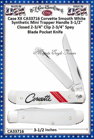 W.R. Case & Sons Cutlery CA33716 Case XX Corvette Smooth White Synthetic Mini Trapper Handle 3-1/2" Closed 2-3/4" Clip 2-3/4" Spey Blade Pocket Knife